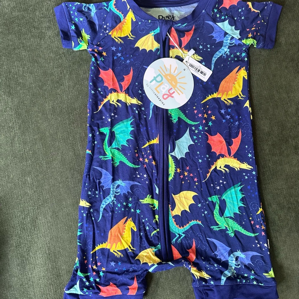 little sleepies dragon galaxy bamboo zipper shorty